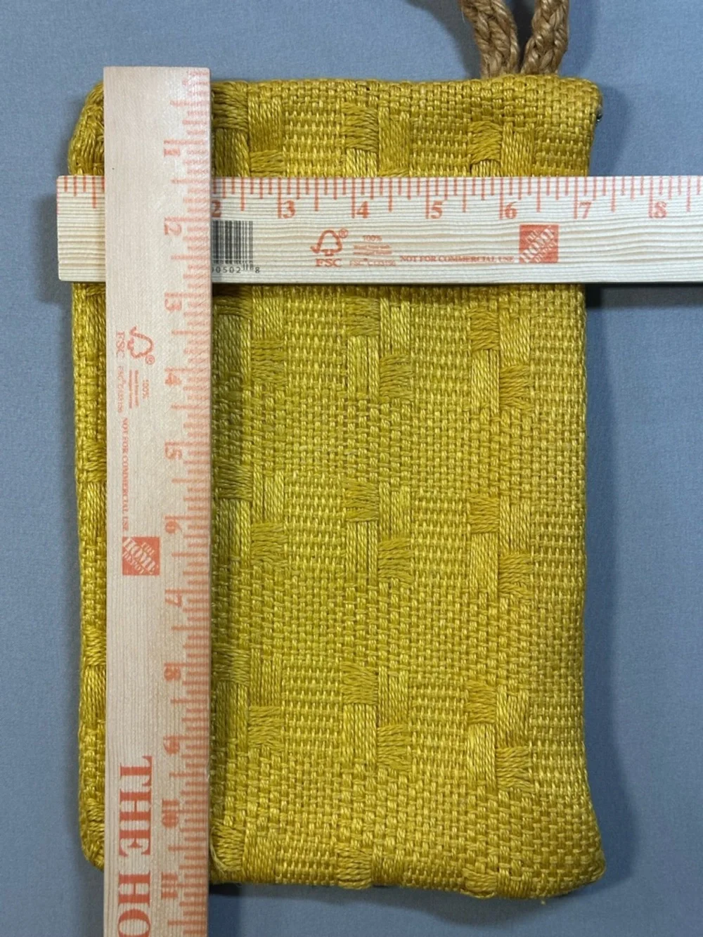 Woven Zipper Wristlet Clutch w/ Rope Handle - Mustard Yellow, Lined